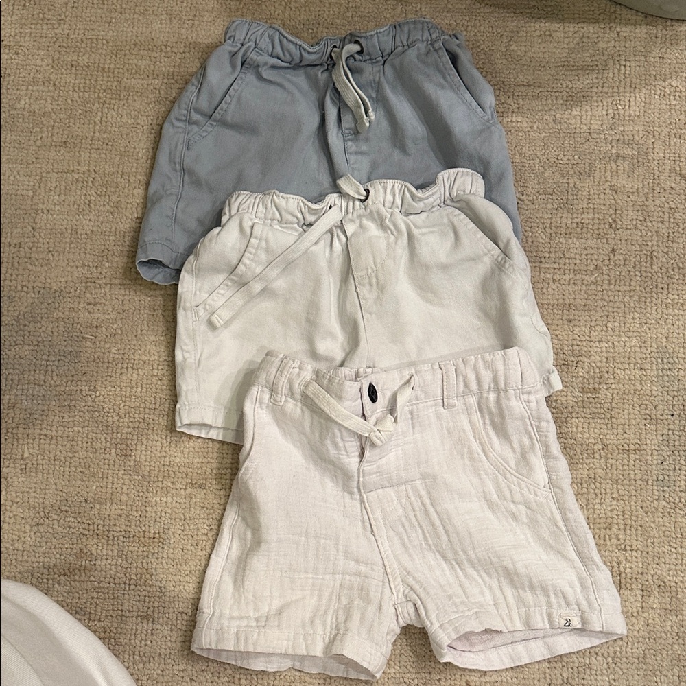Size 3T Kids Soft Cotton Shorts Trio - Gray, White